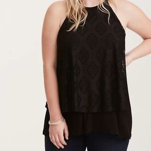 TORRID crochet double layer split back halter